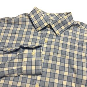 Johnnie O Hangin Out Men's Medium Blue White Checkered Button Down Laguna Blue